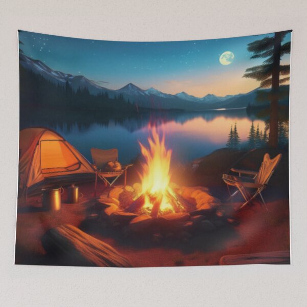Item preview, Tranquil Campfire by the Lake under the Stars designed and sold by RaiyaTees.
