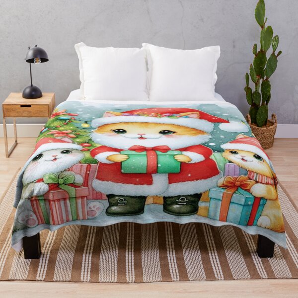 Item preview, Christmas White Cat: Gifts for Kittens in Watercolor designed and sold by FotoworldEdel.