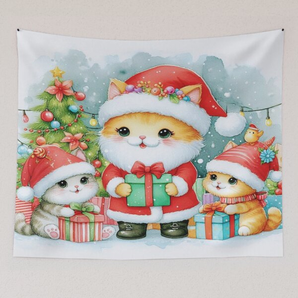 Item preview, Christmas White Cat: Gifts for Kittens in Watercolor designed and sold by FotoworldEdel.