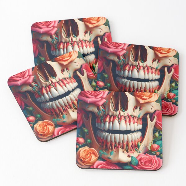 Item preview, Anatomy Skull teeth tooth botanical floral rose overgrown medical digitalart designed and sold by EmeraldeaArt.