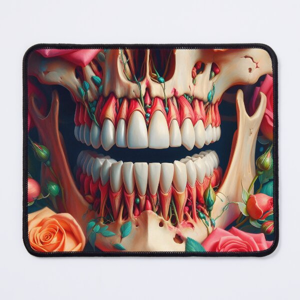 Item preview, Anatomy Skull teeth tooth botanical floral rose overgrown medical digitalart designed and sold by EmeraldeaArt.