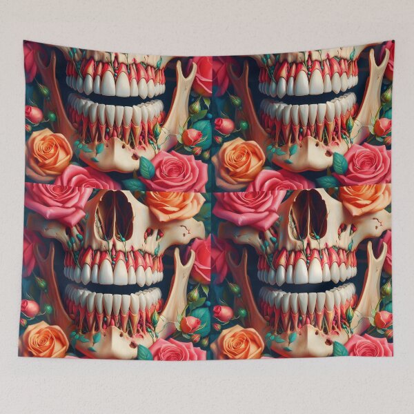 Item preview, Anatomy Skull teeth tooth botanical floral rose overgrown medical digitalart designed and sold by EmeraldeaArt.