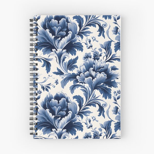 Item preview, Elegancia floral de damasco azul designed and sold by NolineXpression.