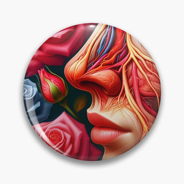 Item preview, Anatomy nose face veins muscles nerves botanical noce art with pink and blue roses digitalart - tags and marketing designed and sold by EmeraldeaArt.