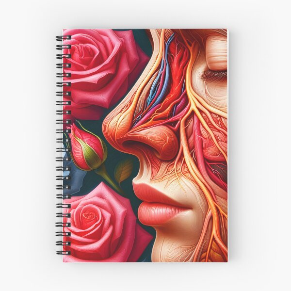 Item preview, Anatomy nose face veins muscles nerves botanical noce art with pink and blue roses digitalart - tags and marketing designed and sold by EmeraldeaArt.