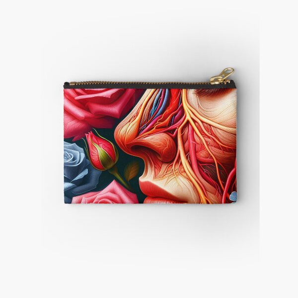 Item preview, Anatomy nose face veins muscles nerves botanical noce art with pink and blue roses digitalart - tags and marketing designed and sold by EmeraldeaArt.
