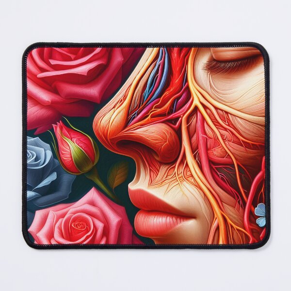Item preview, Anatomy nose face veins muscles nerves botanical noce art with pink and blue roses digitalart - tags and marketing designed and sold by EmeraldeaArt.