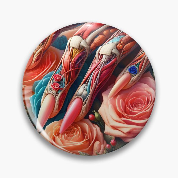 Item preview, Botanical floral anatomy fingers with visible muscels nerves and veins on blooming roses digitalart designed and sold by EmeraldeaArt.