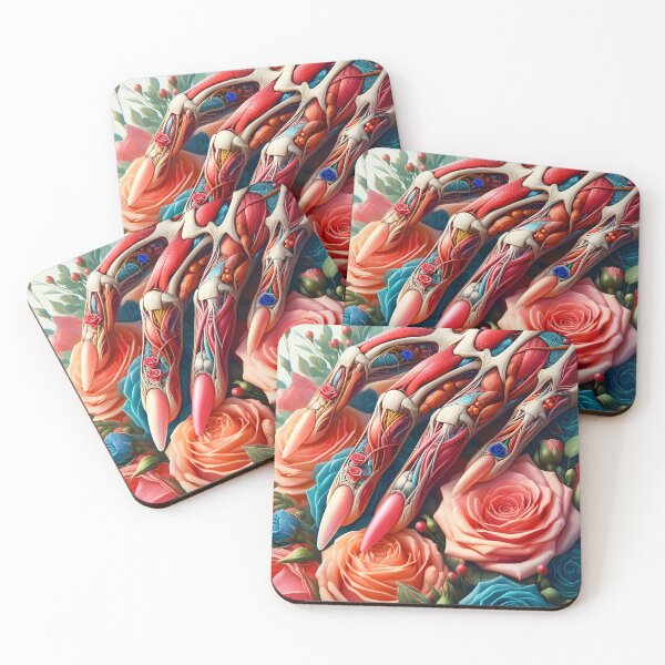 Item preview, Botanical floral anatomy fingers with visible muscels nerves and veins on blooming roses digitalart designed and sold by EmeraldeaArt.