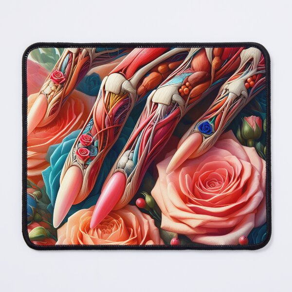 Item preview, Botanical floral anatomy fingers with visible muscels nerves and veins on blooming roses digitalart designed and sold by EmeraldeaArt.