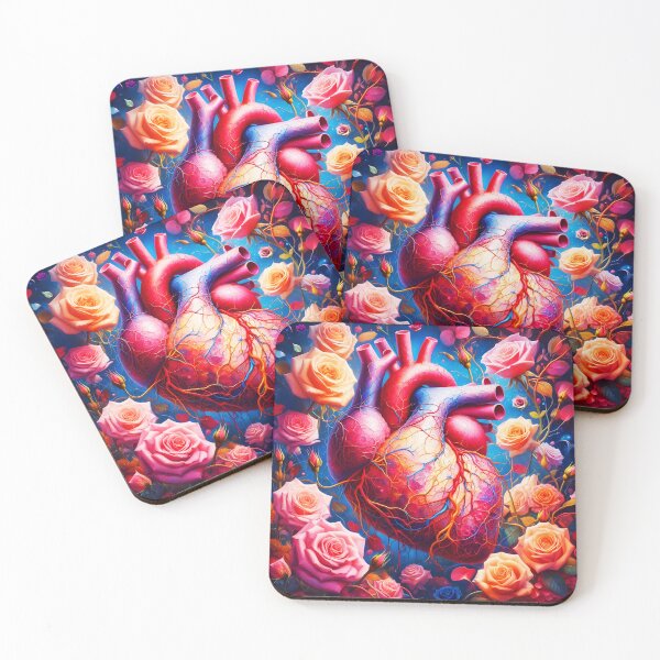 Item preview, Floral Rose anatomy heart with visible nerves and veins digitalart designed and sold by EmeraldeaArt.
