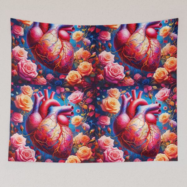 Item preview, Floral Rose anatomy heart with visible nerves and veins digitalart designed and sold by EmeraldeaArt.