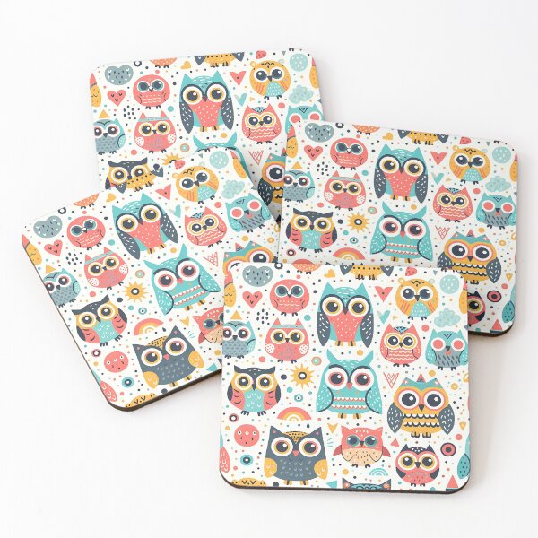 Item preview, Colorful charming owl pattern designed and sold by Haji  Kamora.
