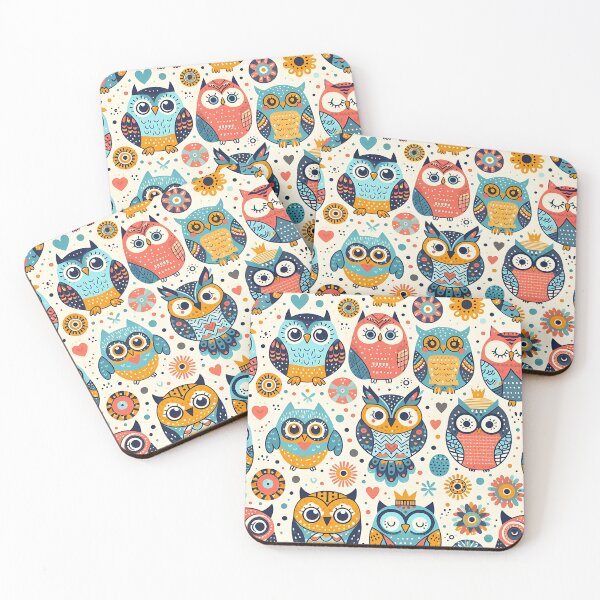 Item preview, Colorful charming owl pattern designed and sold by Haji  Kamora.