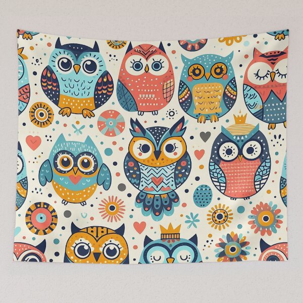 Item preview, Colorful charming owl pattern designed and sold by Haji  Kamora.