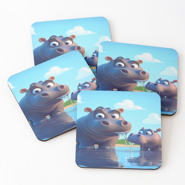 Item preview, Hippos drinking water designed and sold by Dadziosz.