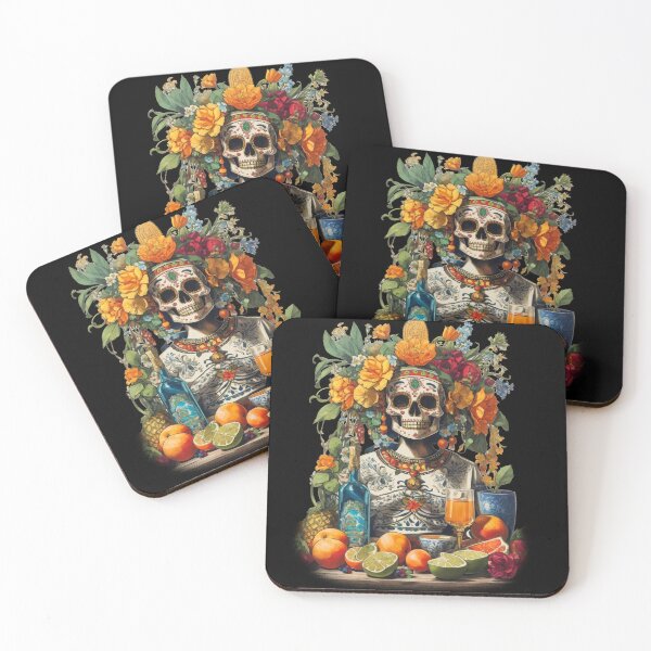 Item preview, Elegant Mexican Día de los Muertos Skull with Floral and Citrus Accents designed and sold by DrawHandArt.
