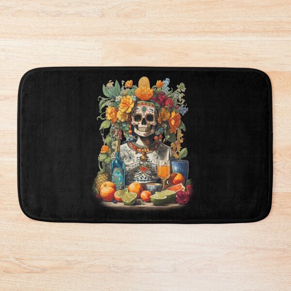 Item preview, Elegant Mexican Día de los Muertos Skull with Floral and Citrus Accents designed and sold by DrawHandArt.