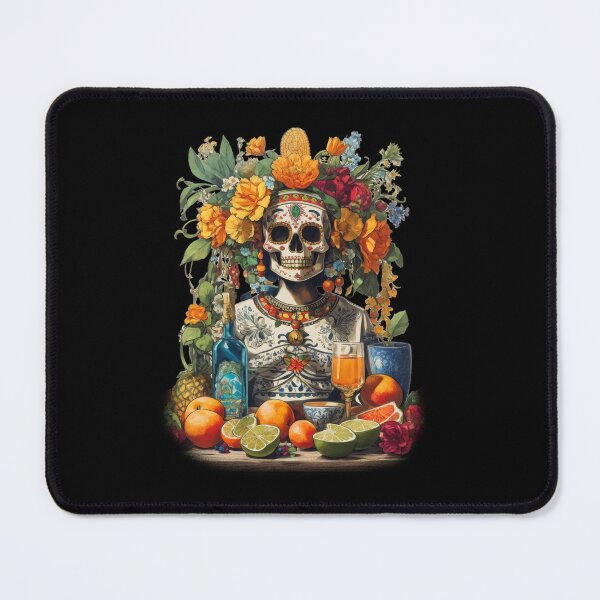 Item preview, Elegant Mexican Día de los Muertos Skull with Floral and Citrus Accents designed and sold by DrawHandArt.