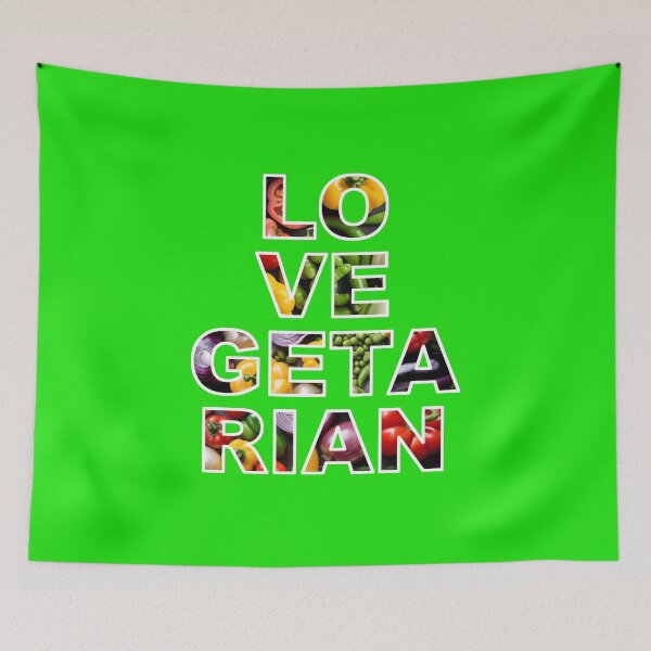 Item preview, Love Vegetarian white text outline (black also available) designed and sold by DJVYEATES.