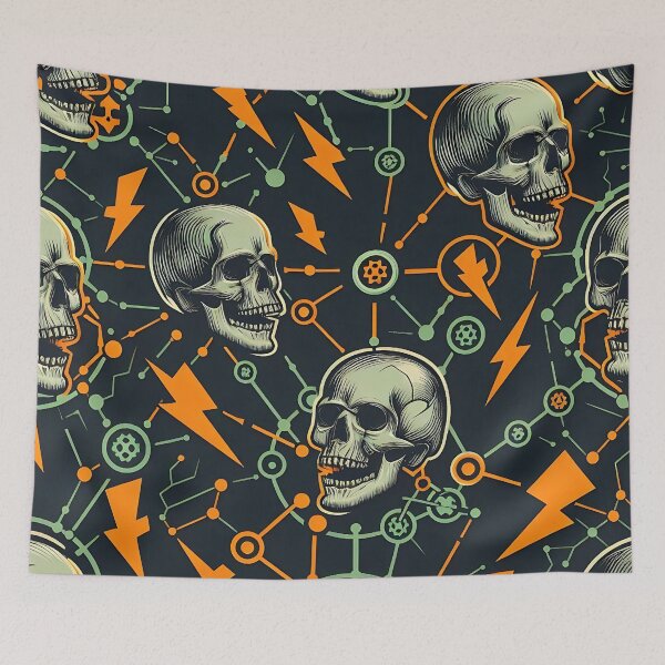Item preview, Skulls and symbols pattern designed and sold by Haji  Kamora.