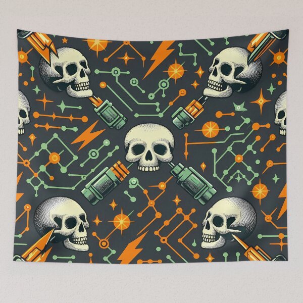 Item preview, Skulls and symbols pattern designed and sold by Haji  Kamora.