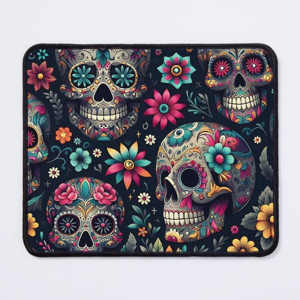 Item preview, Colorful sugar skulls and floral pattern designed and sold by Haji  Kamora.