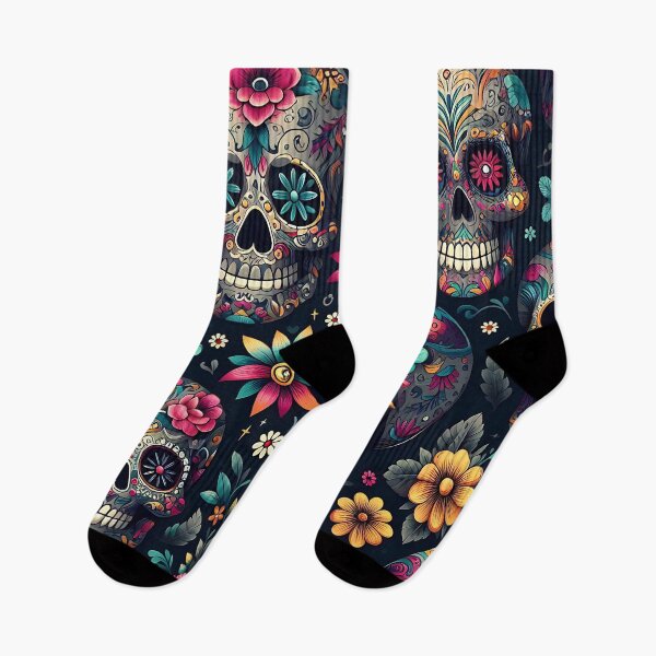 Item preview, Colorful sugar skulls and floral pattern designed and sold by Haji  Kamora.