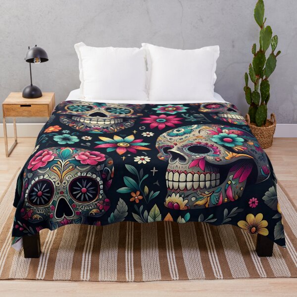 Item preview, Colorful sugar skulls and floral pattern designed and sold by Haji  Kamora.