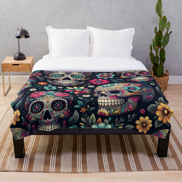 Item preview, Colorful sugar skulls and floral pattern designed and sold by Haji  Kamora.