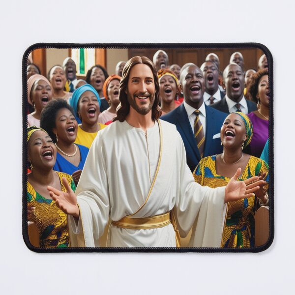 Item preview, Black church, African Church, Jesus, leading, church, worship team, worship, praise, Jesus guitar, Jesus playing music, designed and sold by tshirtart2024.