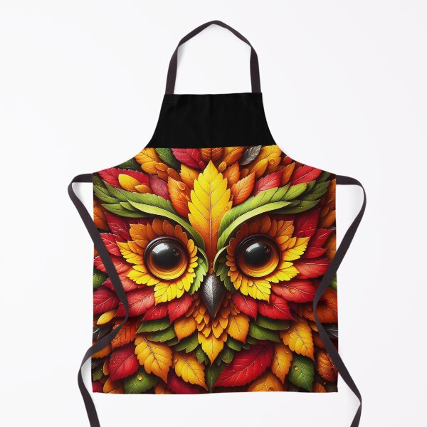 Item preview, owl face made by autumn leaves cute bird art designed and sold by EmeraldeaArt.