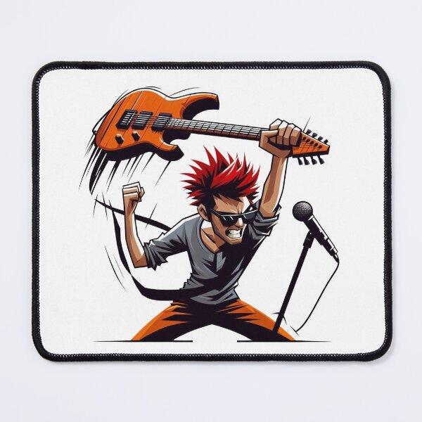 Item preview, Angry Rocker with Guitar and Microphone - Intense Music Illustration designed and sold by Hungry-Murphy.