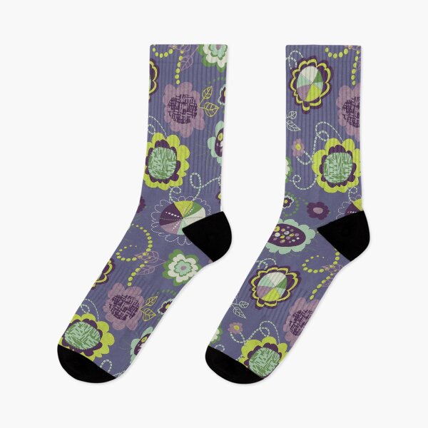Item preview,  Scandinavian style funny floral yellow purple designed and sold by Alessandro Remo Mazzoni Remotextiles.