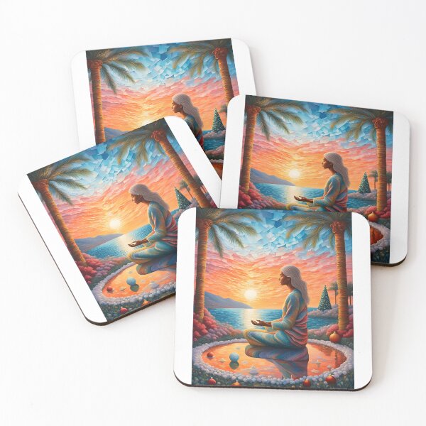 Item preview, Beautiful meditation at Christmas fantasy scene abstract  in sunrise  designed and sold by Coolparrotgirl.