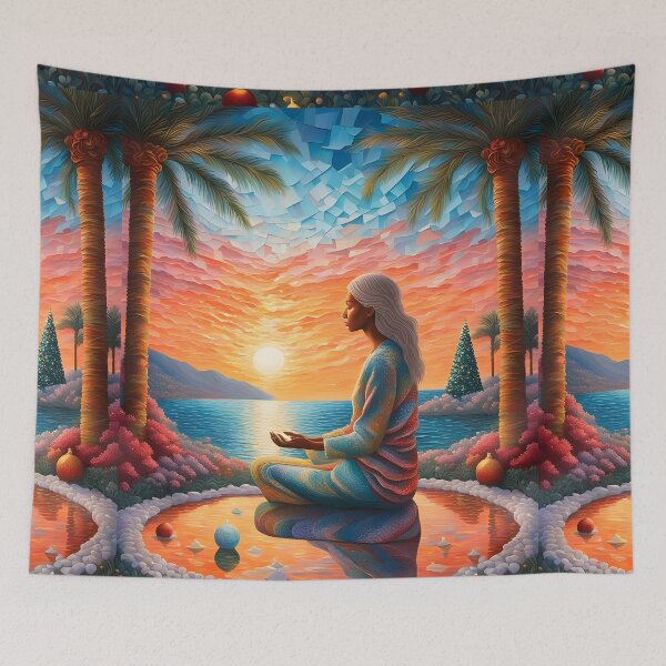 Item preview, Beautiful meditation at Christmas fantasy scene abstract  in sunrise  designed and sold by Coolparrotgirl.