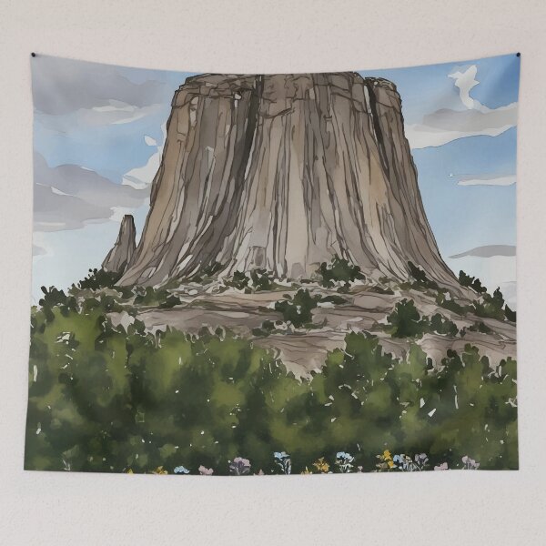 Item preview, Devils Tower National Monument Watercolor designed and sold by Magnolia Valley Art.