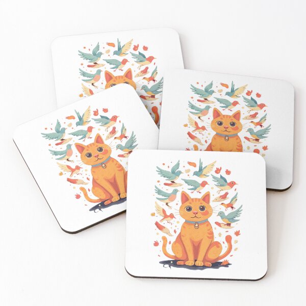 Item preview, T-Shirt Design Trending: CAT AND BIRDS designed and sold by ForeverPrintsOK.