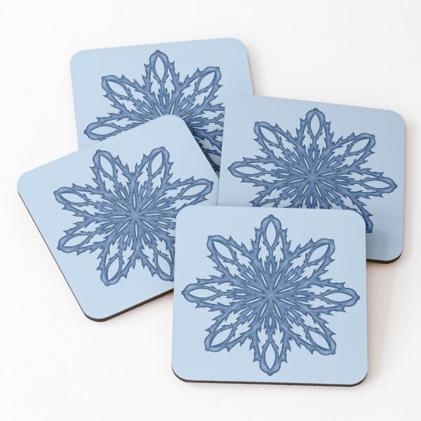 Item preview, Blue snowflake "Inspiration" on a light blue background designed and sold by Cherevan.