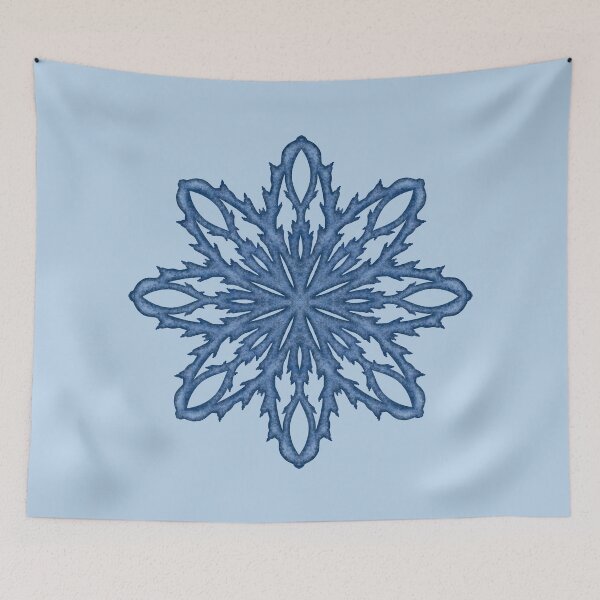 Item preview, Blue snowflake "Inspiration" on a light blue background designed and sold by Cherevan.