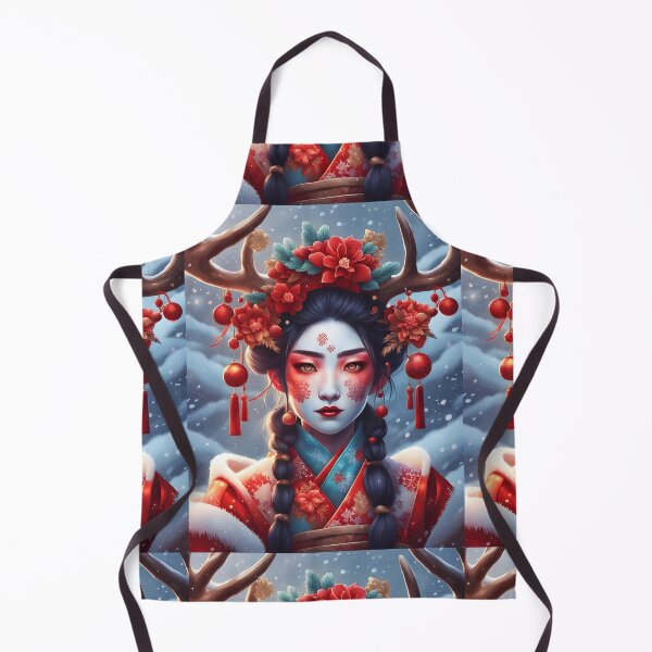 Item preview, Unique Beautiful pink Christmas fantasy winter scene abstract geisha, kimono , in snow, Japan designed and sold by Coolparrotgirl.