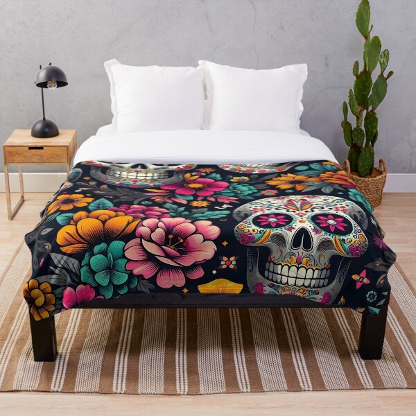 Item preview, Colorful sugar skulls and floral pattern designed and sold by Haji  Kamora.