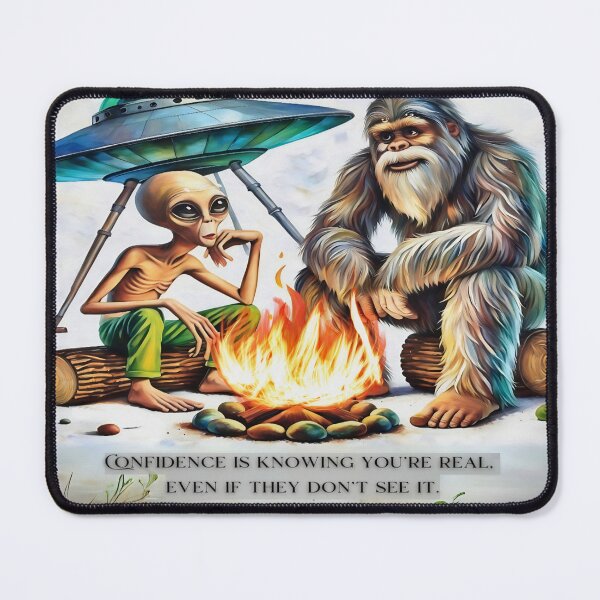 Item preview, Cozy Campfire Encounter: Alien & Bigfoot Friendship designed and sold by gleefulme.
