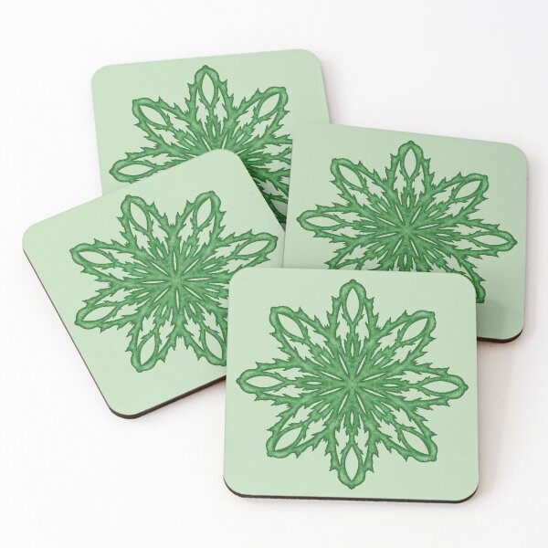 Item preview, Green snowflake "Inspiration" on a light green background designed and sold by Cherevan.
