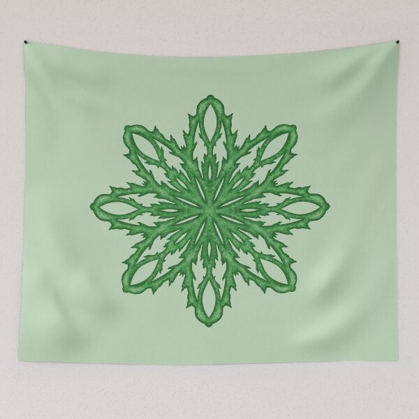 Item preview, Green snowflake "Inspiration" on a light green background designed and sold by Cherevan.
