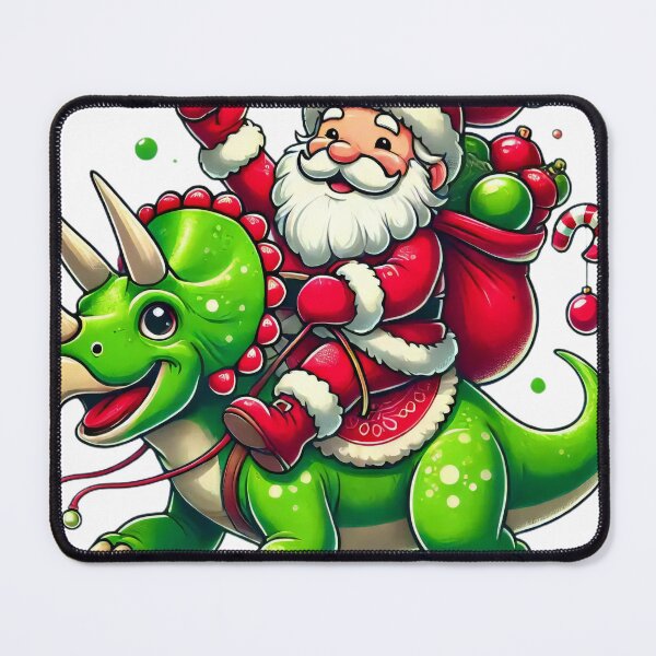 Item preview, Santa Riding a Triceratops Christmas Dino Adventure designed and sold by AIARTIST1.