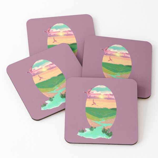 Item preview, Sunny Landscape with Flying Birds: Beautiful Nature Illustration designed and sold by Pandositive.