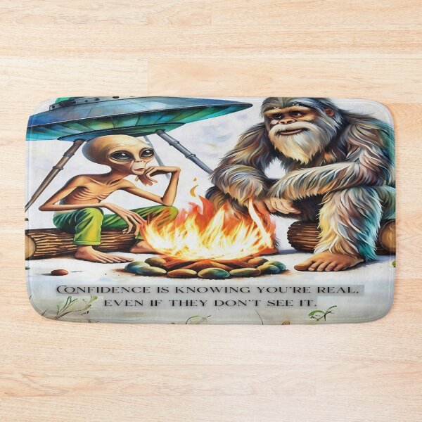 Item preview, Cozy Campfire Encounter: Alien & Bigfoot Friendship designed and sold by gleefulme.