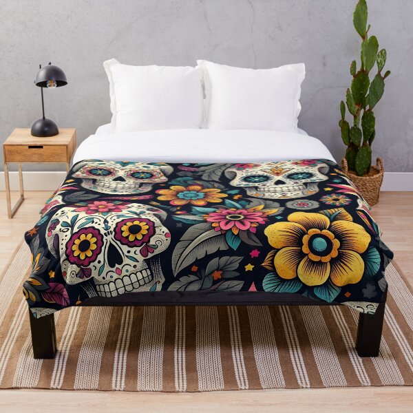 Item preview, Colorful sugar skulls and floral pattern designed and sold by Haji  Kamora.
