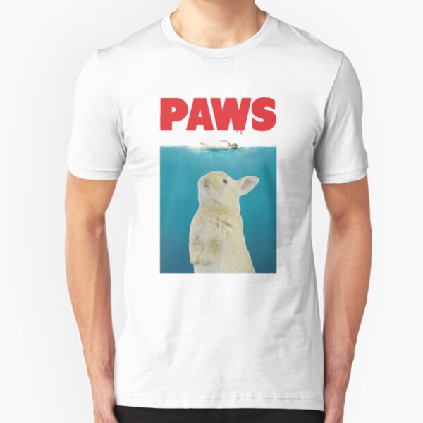 Paws Bunny Funny Jaws Movie Parody Slim Fit T-Shirt